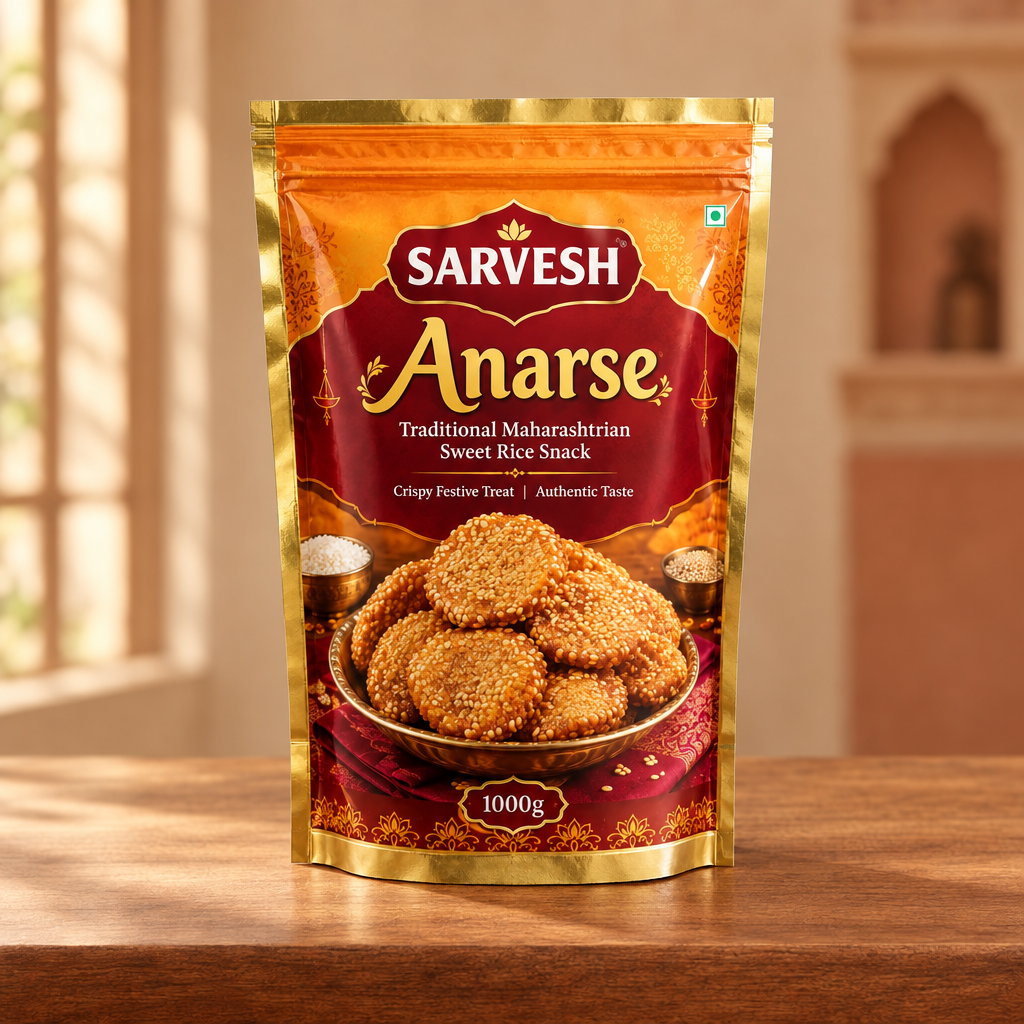 SARVESH Anarse Pack Of 1kg Traditional Maharashtrian Sweet Rice Snack Crispy Festive Treat Authentic Taste