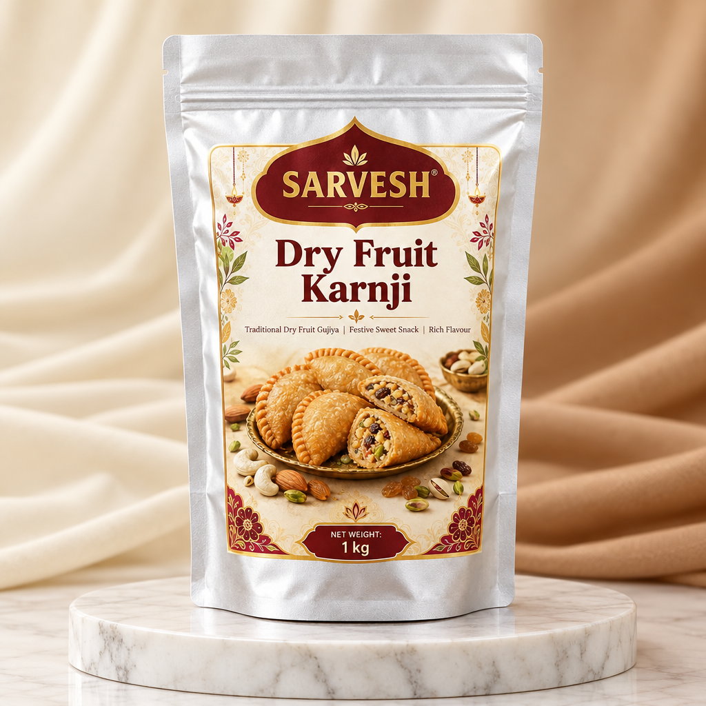 SARVESH Dry Fruite Karnji Pack Of 1kg Traditional Dry Fruit Gujiya Sweet Festive Snack Rich Flavour