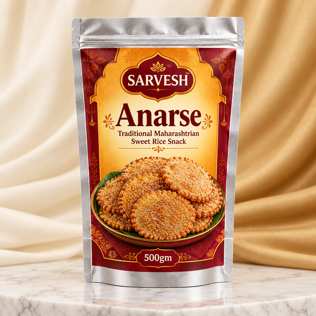SARVESH Anarse Pack Of 500gm Traditional Maharashtrian Sweet Rice Snack Crispy Festive Treat Authentic Taste