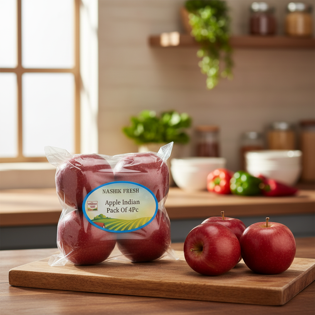 FRESH Apple Indian Pack Of 4Pc Premium Fresh Fruit Crisp Sweet Healthy Daily Snack