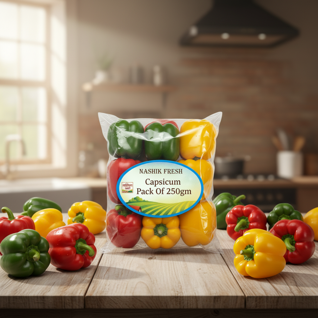 FRESH Green Capsicum (Dhobli Mirchi) | 250 g – Farm Fresh