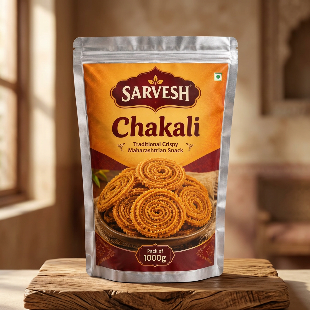 SARVESH Chakali Pack Of 1kg Traditional Crispy Maharashtrian Chakli Snack Savoury Crunchy Tea Time Snack Authentic Taste