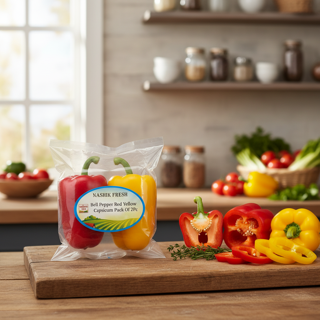 FRESH Bell Pepper Red Yellow Capsicum Pack Of 2Pc Fresh Colourful Vegetables Crisp Premium Quality