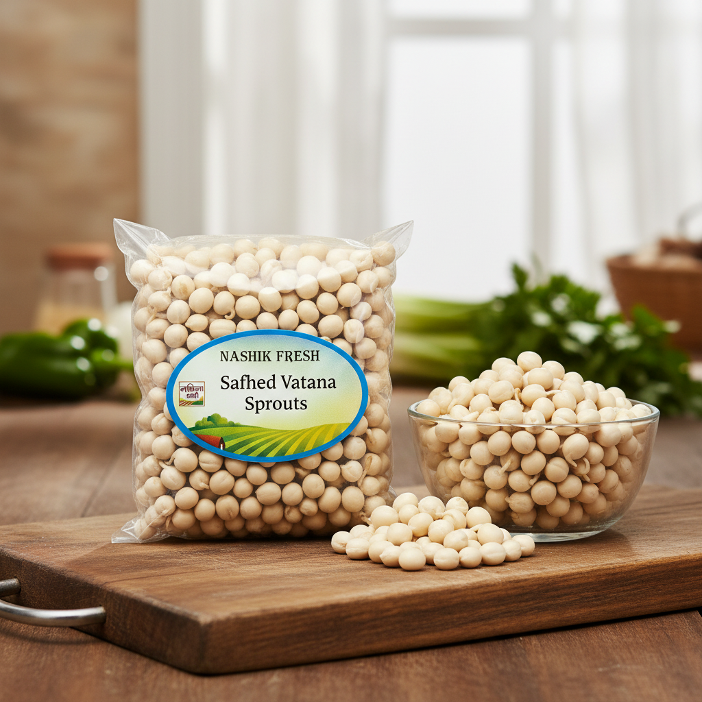 FRESH Safhed Vatana Sprouts Pack Of 200gm Fresh Natural White Peas Protein Rich Healthy Daily Nutrition
