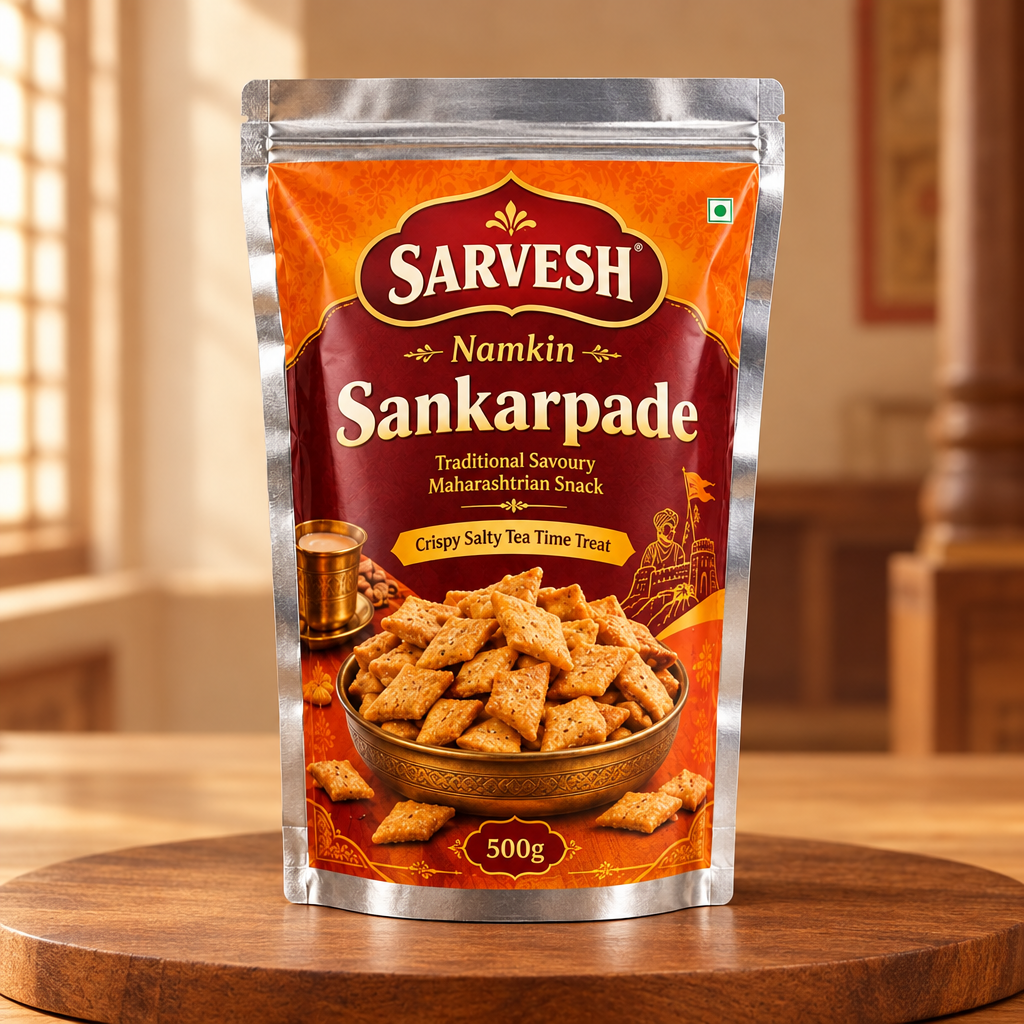 SARVESH Namkin Sankarpade Pack Of 500gm Traditional Savoury Maharashtrian Snack Crispy Salty Tea Time Treat