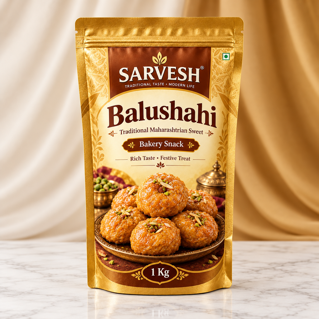 SARVESH Balushyhi Pack Of 1kg Traditional Maharashtrian Sweet Bakery Snack Rich Taste Festive Treat