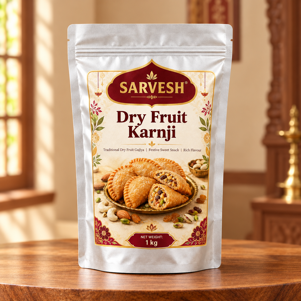 SARVESH Dry Fruite Karnji Pack Of 1kg Traditional Dry Fruit Gujiya Sweet Festive Snack Rich Flavour