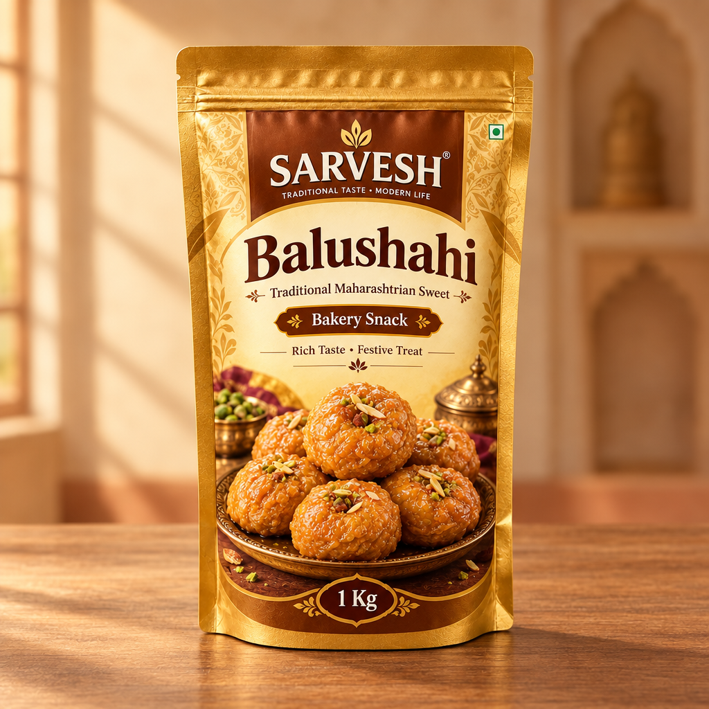 SARVESH Balushyhi Pack Of 1kg Traditional Maharashtrian Sweet Bakery Snack Rich Taste Festive Treat