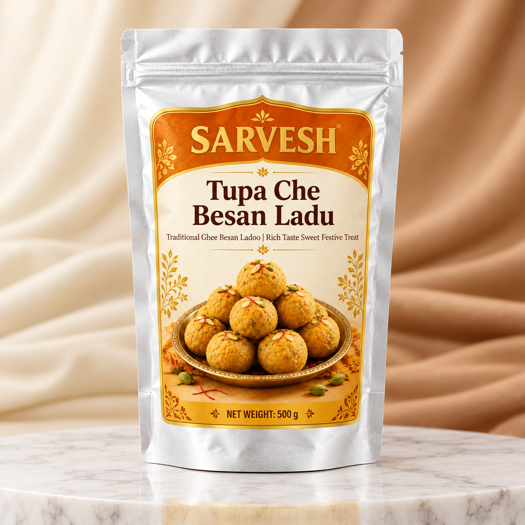 SARVESH Tupa Che Besan Ladu Pack Of 500gm Traditional Ghee Besan Ladoo Rich Taste Sweet Festive Treat