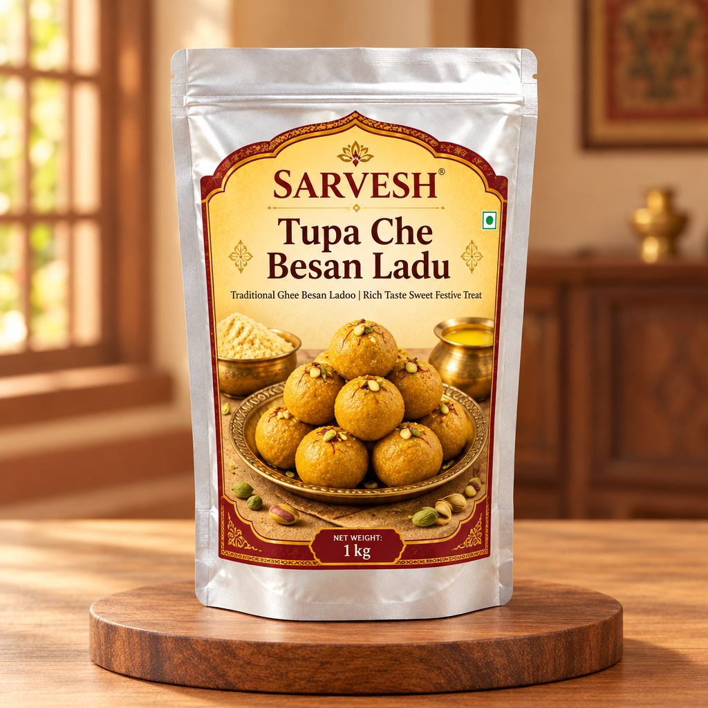 SARVESH Tupa Che Besan Ladu Pack Of 1kg Traditional Ghee Besan Ladoo Rich Taste Sweet Festive Treat
