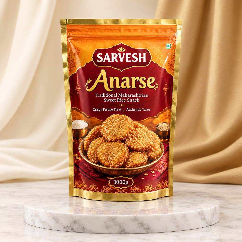 SARVESH Anarse Pack Of 1kg Traditional Maharashtrian Sweet Rice Snack Crispy Festive Treat Authentic Taste