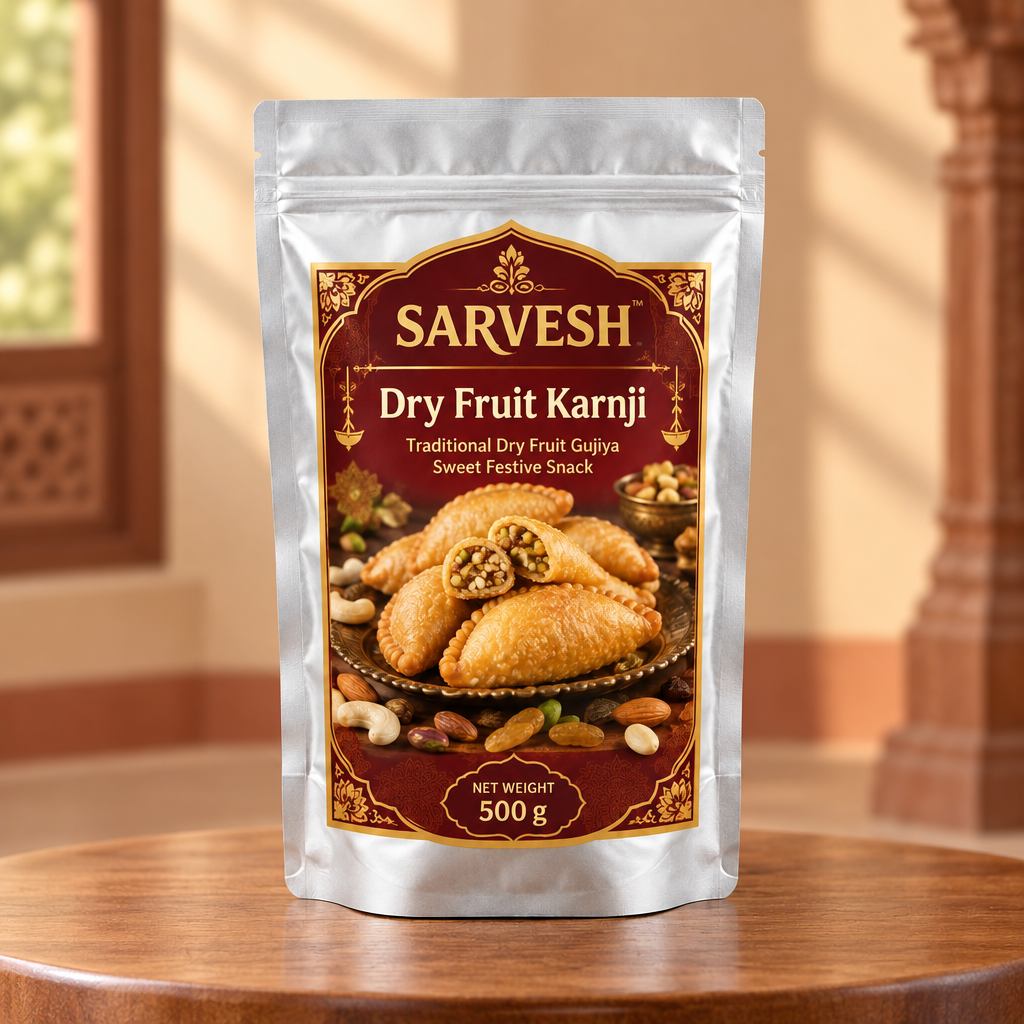 SARVESH Dry Fruite Karnji Pack Of 500gm Traditional Dry Fruit Gujiya Sweet Festive Snack Rich Flavour