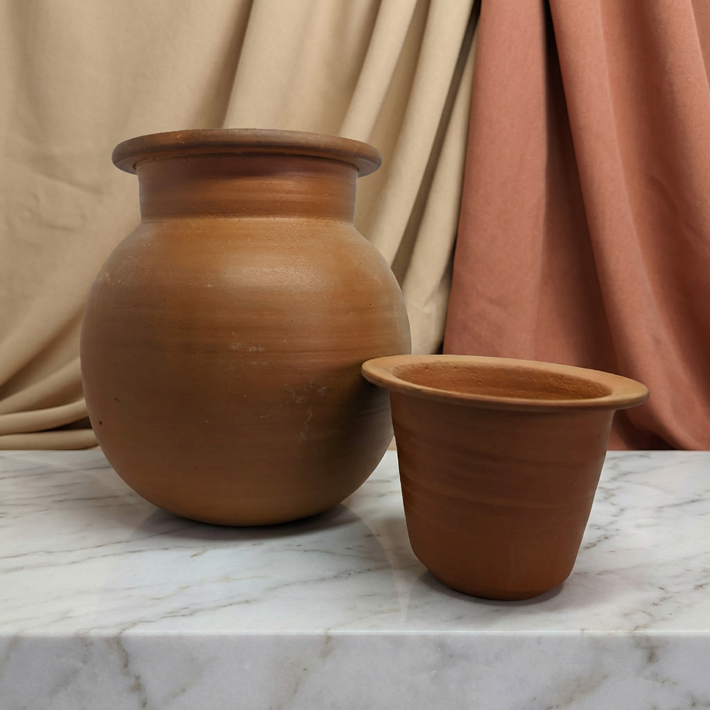SANKET Teracotta, Water Jar, Made By Natural Soil, Local Craftsmanship,Pack Of 1500 ML