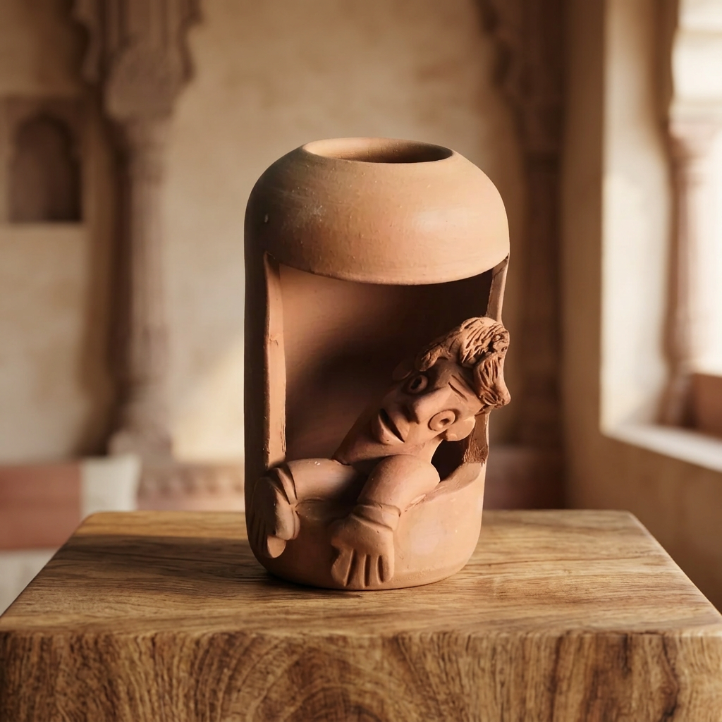 ARTISTIC POT Terracotta, Made By Natural Soil, Local Craftsmanship, PM Vishwakarma, Pack Of 1