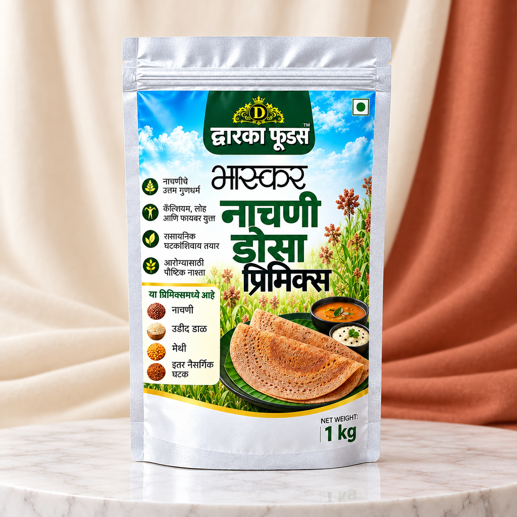 DWAIKA FOODS Nachani (Ragi) Dosa Primix 1kg Traditional Finger Millet Breakfast Primix