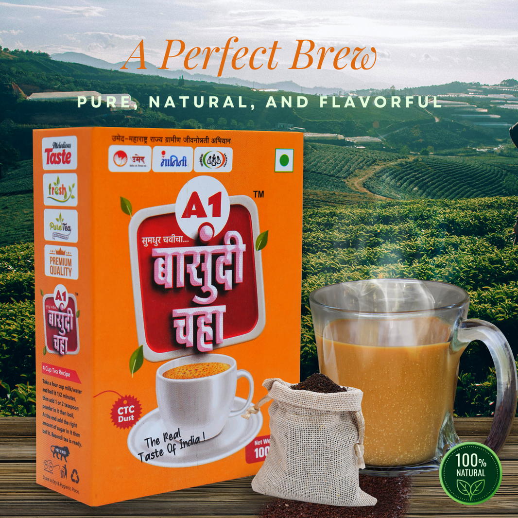 A1 Basundi Tea Powder – Natural Flavored, No Artificial Colors, Handcrafted Tea, 100 gms (90 cups)