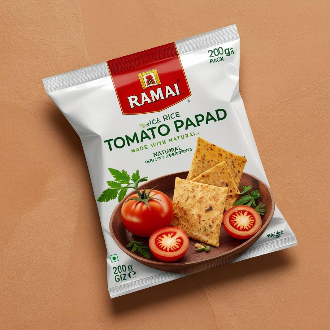 RAMAI Rice Tomato papad, Made By Natural Ingredients, No Artificial Chemical, Pack of 200 gms