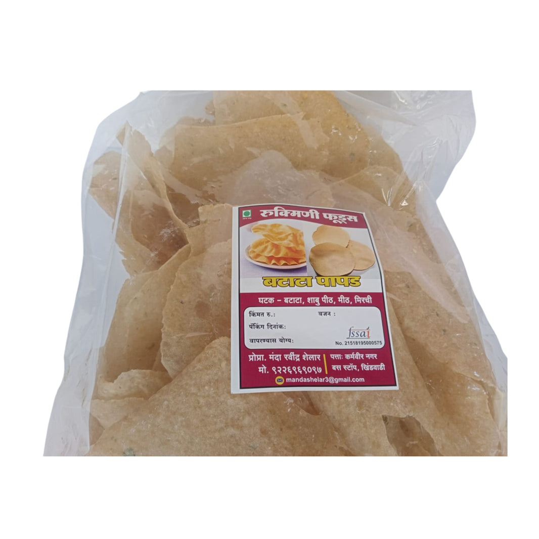 RUKMINI PAPAD UDYOG, Potato Papad, Vaibhav Laxmi SHG, Natural Ingredients, No Artificial Essence, Pack of 500 gm