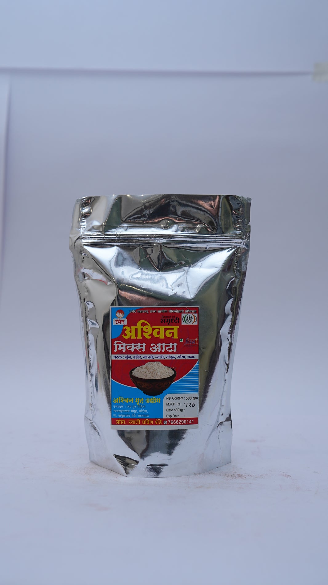 ASHWIN, Mix Atta Flour, JAI GRUHA SHG, Natural Ingredients, No Artificial Chemical, Pack of 500 gm