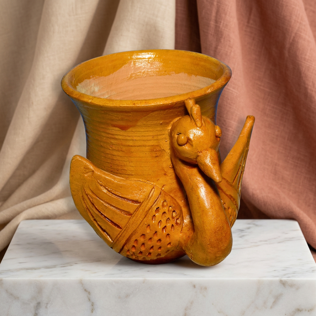 ARTISTIC MADE SWAN CLAY PEN STAND, Made By Natural Soil, Local Craftsmanship, PM Vishwakarma, Pack Of 1