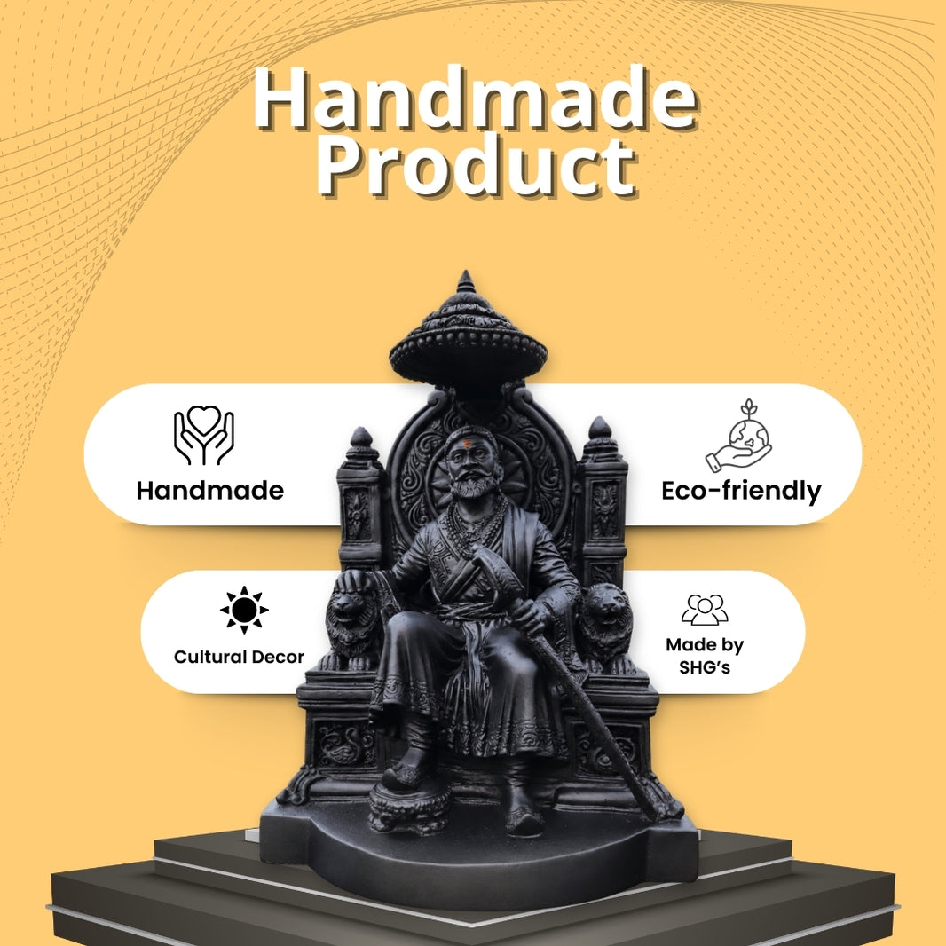 SADARAM Traditional Handmade Chemical-free Clay Chhatrapati Shivaji Maharaj Murti Made From Natural Soil Pack of 1