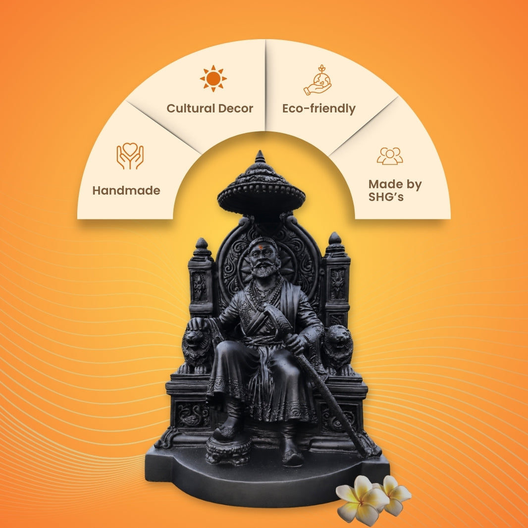 SADARAM Chhatrapati Shivaji Maharaj Murti 10 Inch Handcrafted Clay Idol Made by SHG Women Pack of 1
