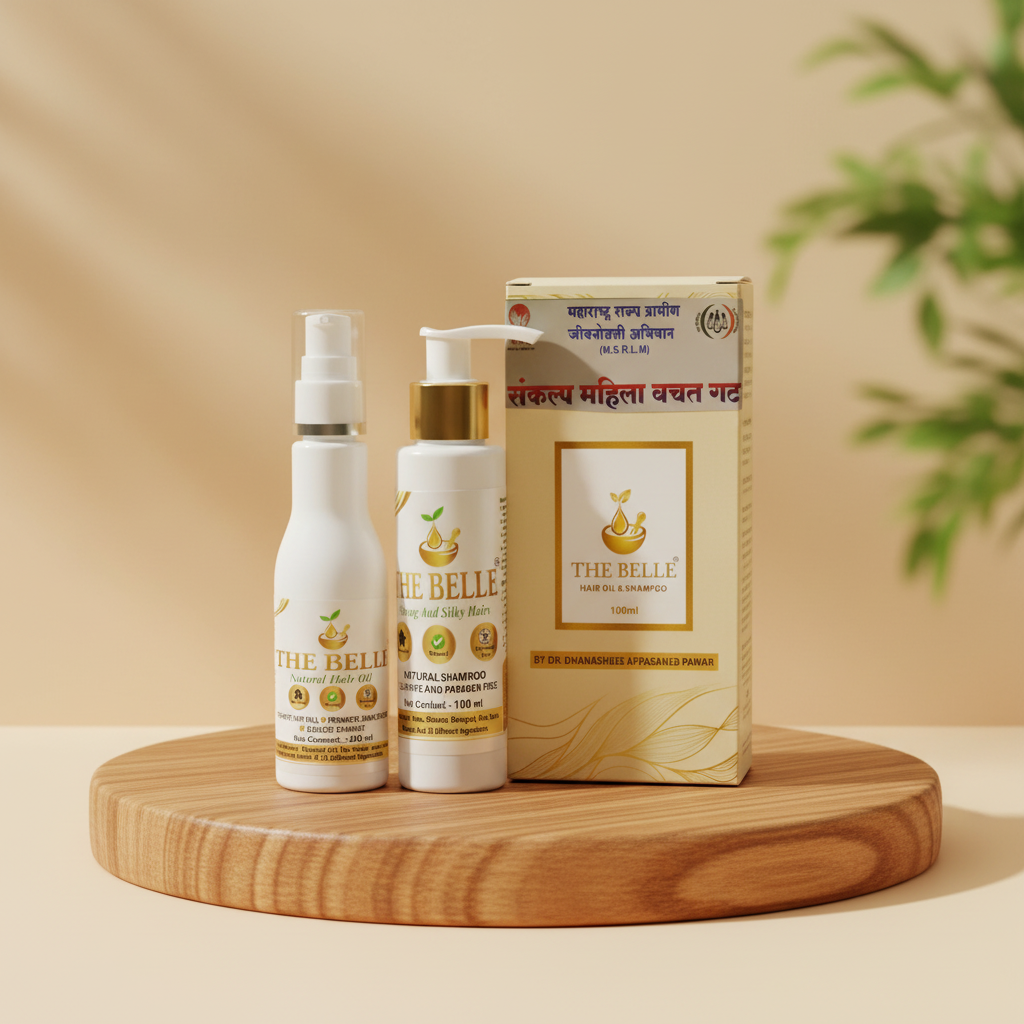 THE BELLE Hair Oil and Shampoo Combo Pack Of 100ml Herbal Daily Hair Care Nourishing Cleansing Healthy Looking Hair Premium Care