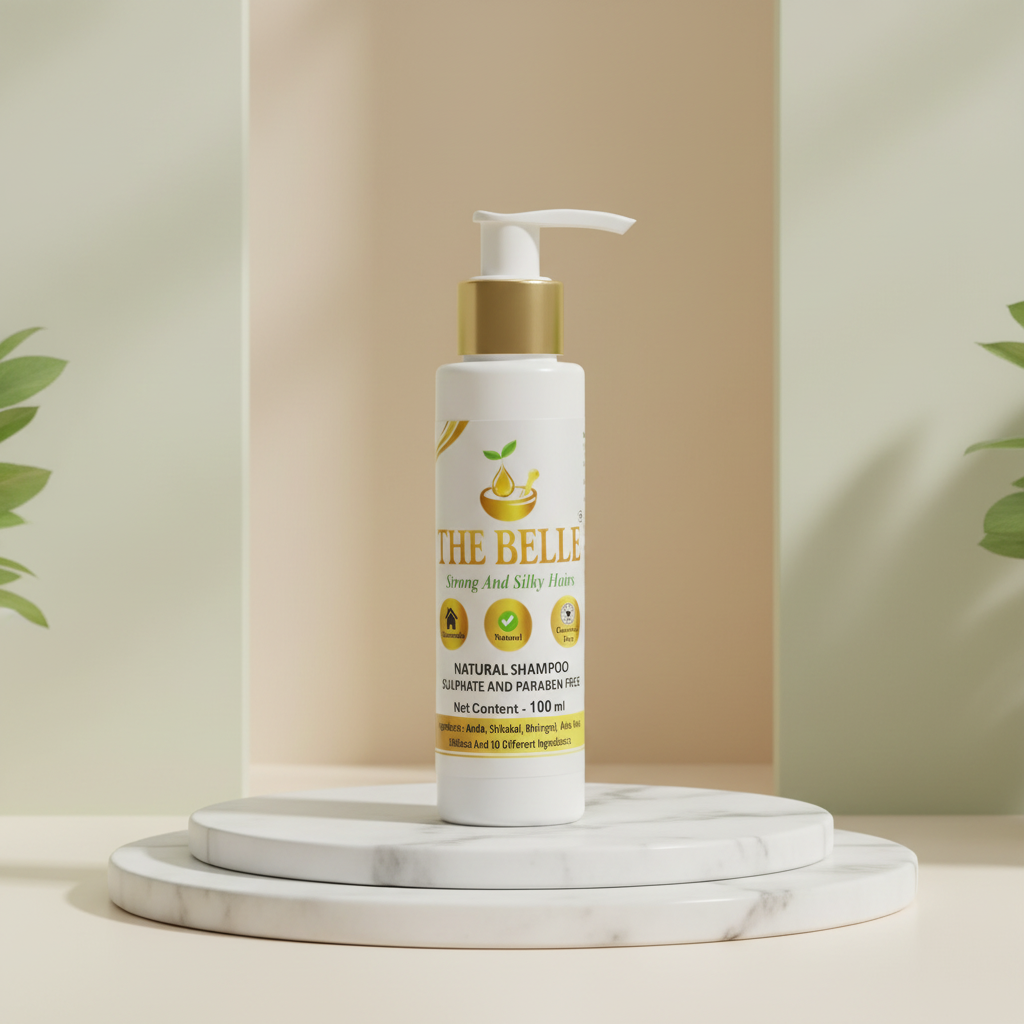 THE BELLE Hair Shampoo Pack Of 100ml Gentle Herbal Daily Hair Cleansing Fresh Manageable Hair Premium Care Traditional Formula Maharashtra