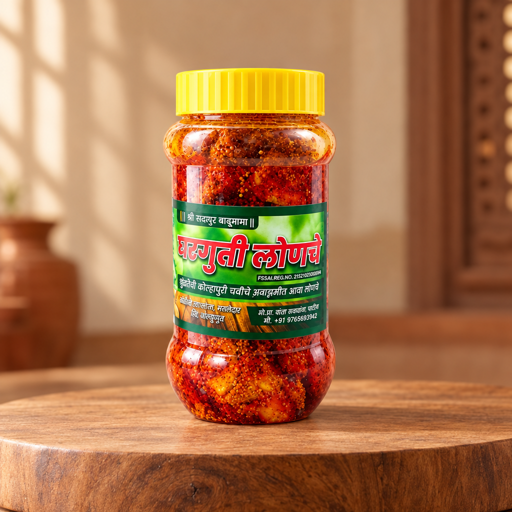 GHARGUTI Mango Pickle, Natural Ingredients, No Artificial Colour, Shree Sadguru Balumama SHG, Pack of 500 gm