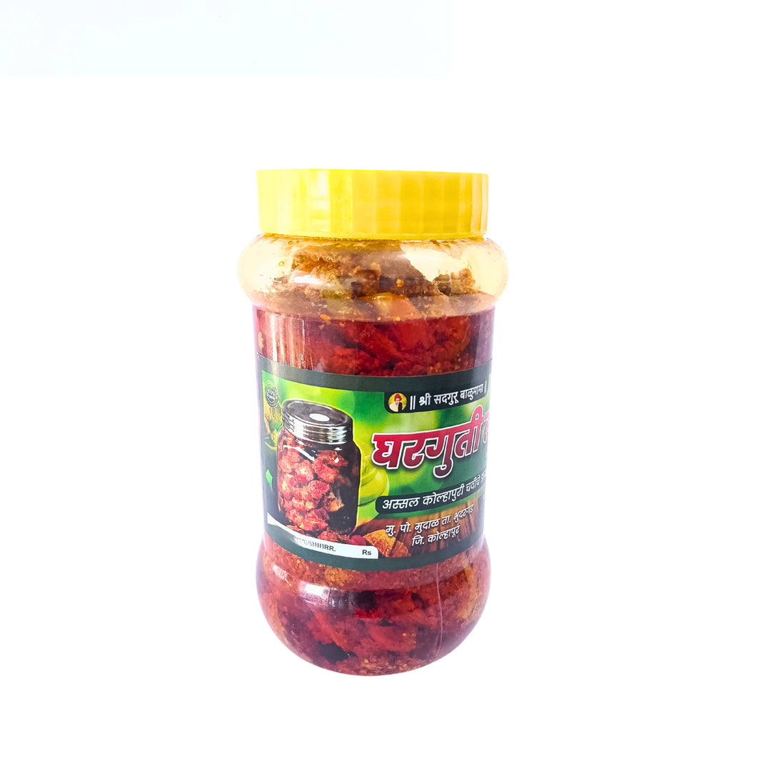 GHARGUTI Mango Pickle, Natural Ingredients, No Artificial Colour, Shree Sadguru Balumama SHG, Pack of 500 gm