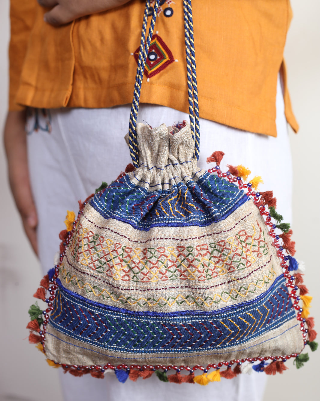 PENO Silk Potli Bag 1 Pack Of 1 Item Handcrafted Banjara Silk Potli Traditional Textile Colourful Artisan Gifting