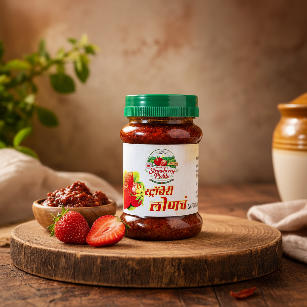 MAHABLESHWAR MAHILA FPC Strawberry Pickle Pack Of 250gm Traditional Sweet Tangy Fruit Pickle Premium Quality Authentic Maharashtrian Homemade Everyday Meal Companion