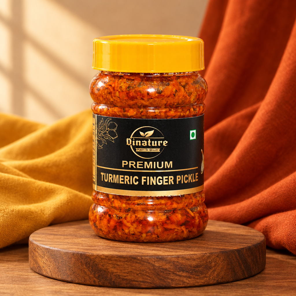 DINATURE, Turmeric Pickle, Handmade Pickle, Natural Ingredient, No Artificial Essence, Pack of 200 gm