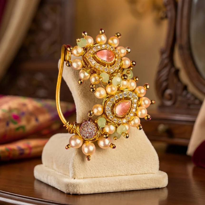Atharva Creation, –, Bridal Stones Nath, Handmade, Pack Of 1 Piece