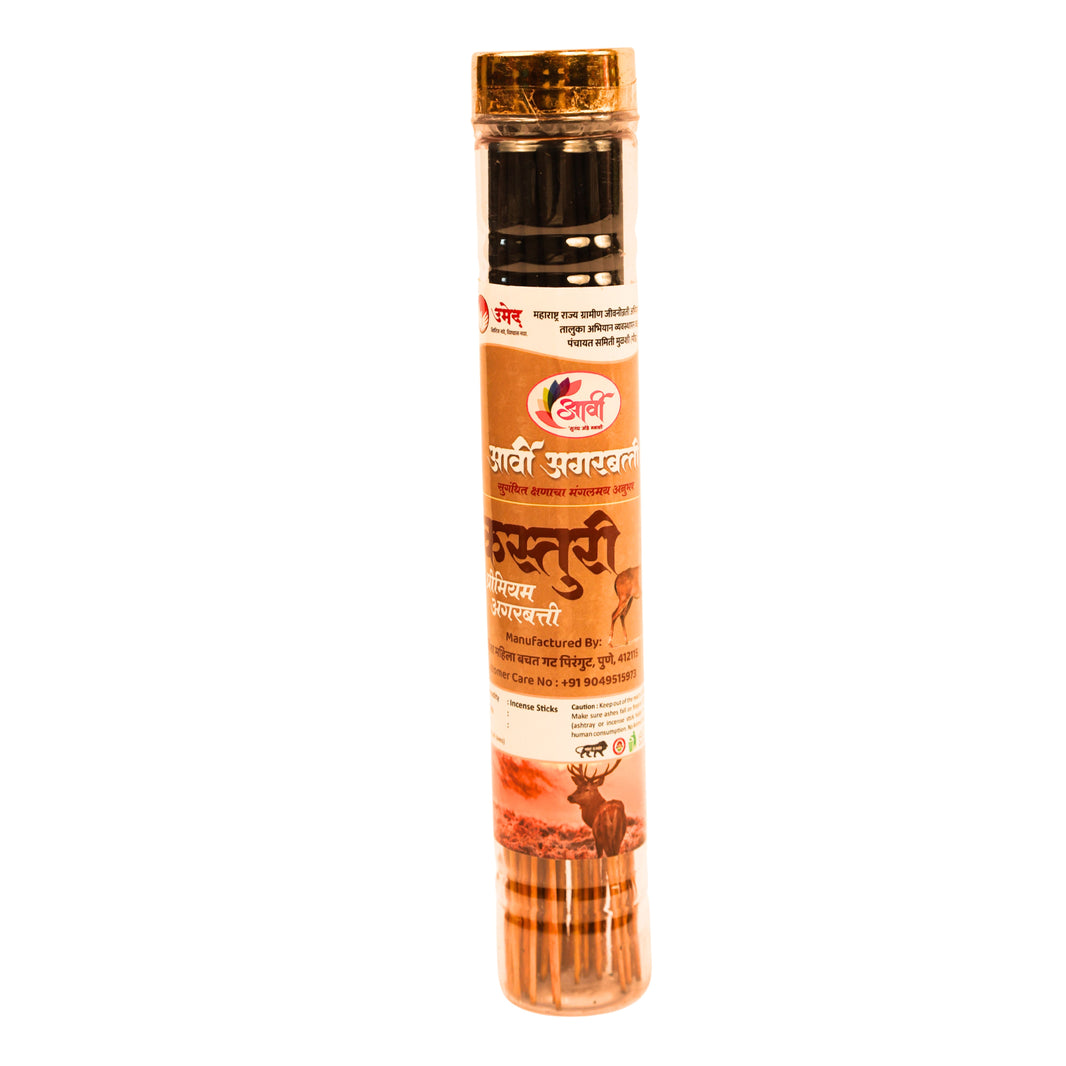 ARVI AGARBATTI - Kasturi Agarbatti | Natural, Handmade, Pure & Long-Lasting Fragrance | 60 Sticks, 100gm