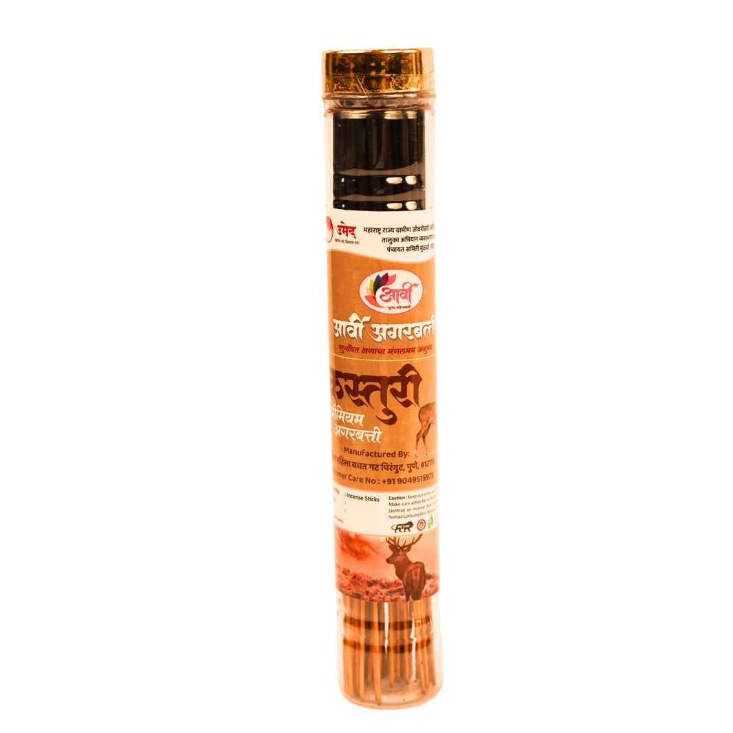 ARVI AGARBATTI - Kasturi Agarbatti | Natural, Handmade, Pure & Long-Lasting Fragrance | 60 Sticks, 100gm