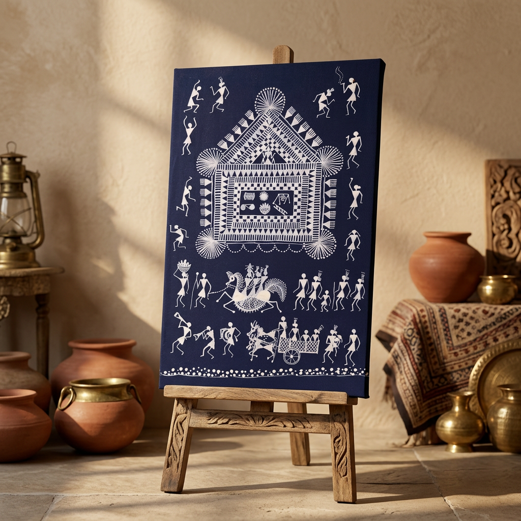 BHARARI CMRC Handcrafted Traditional Warli Painting Tribal Wall Art Pack of 1 Piece