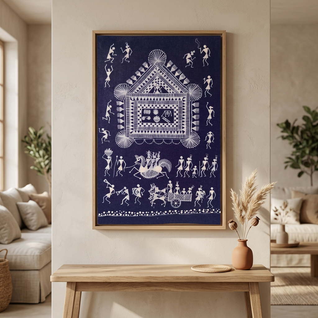 BHARARI CMRC Handcrafted Traditional Warli Painting Tribal Wall Art Pack of 1 Piece