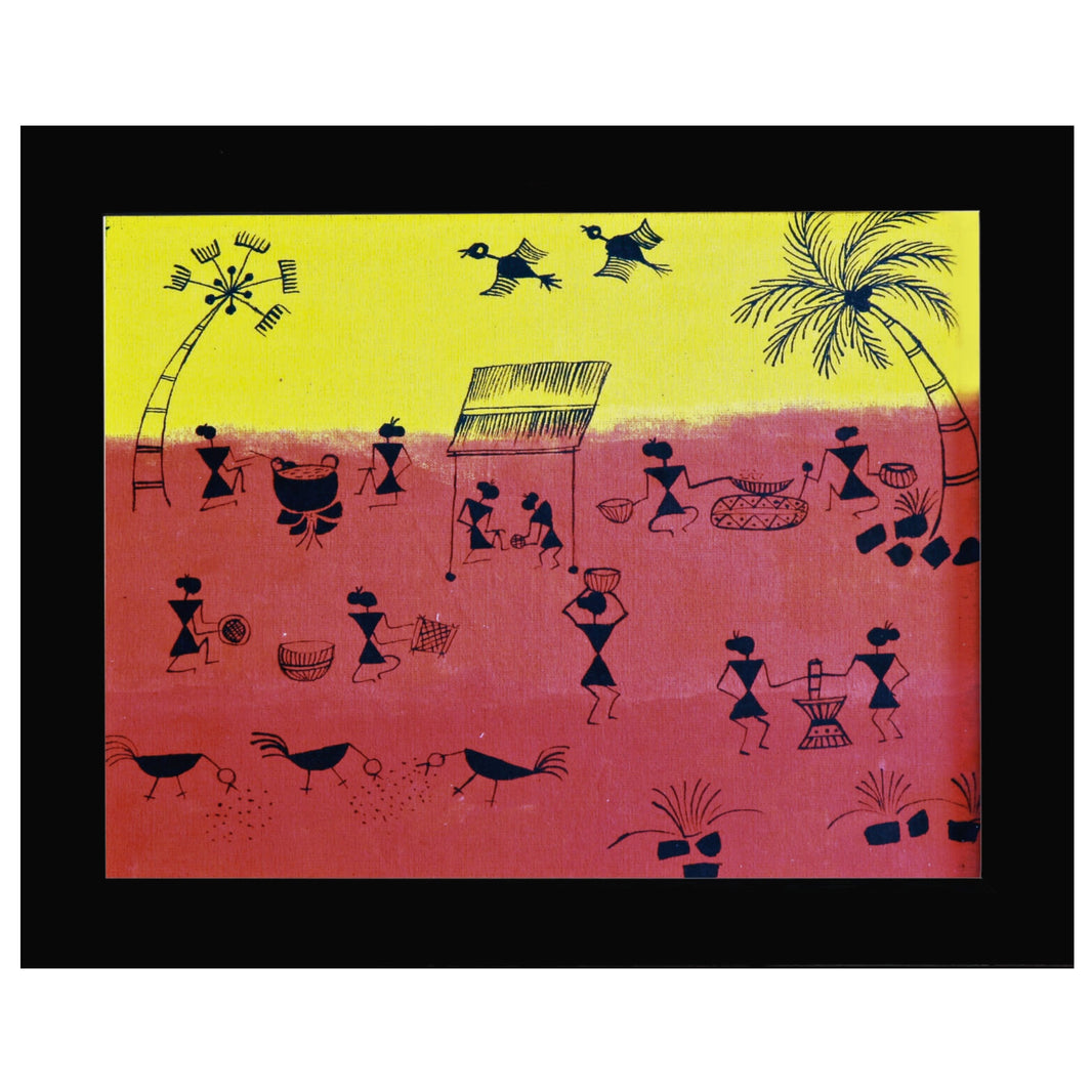 Bharari CMRC, Warli Painting With Frame, Handcrafted Wall Art, Pack of 1 Piece