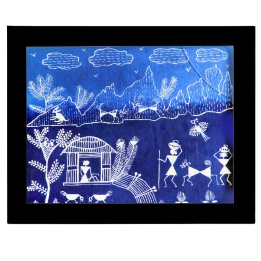 Bharari CMRC, Warli Painting With Frame, Handcrafted Wall Art, Pack of 1 Piece