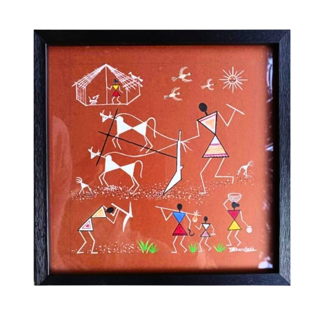 Bharari CMRC, Warli Painting With Frame, Handcrafted Wall Art, Pack of 1 Piece
