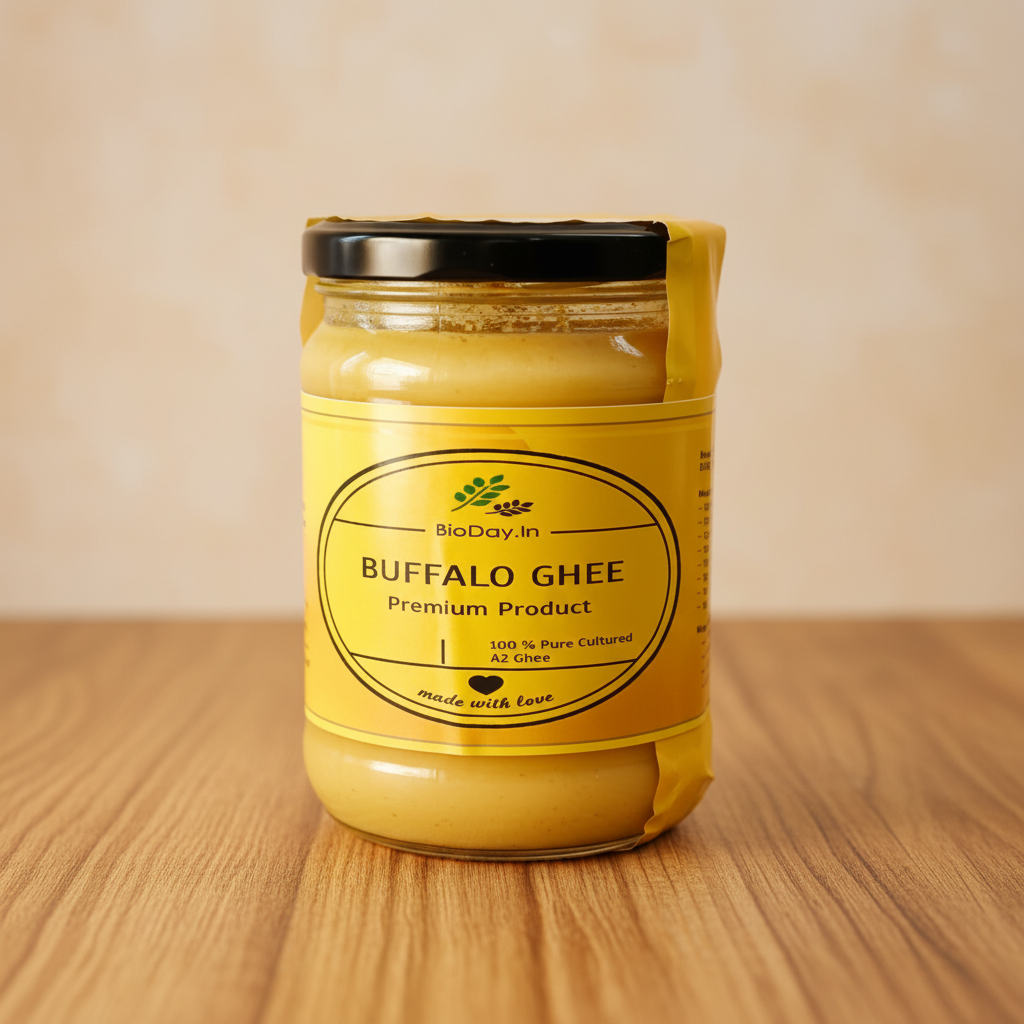 BIODAY.IN Buffalo Desi Ghee Made from Pure Buffalo Milk No Artificial Essence Traditional Pack of 550 ml
