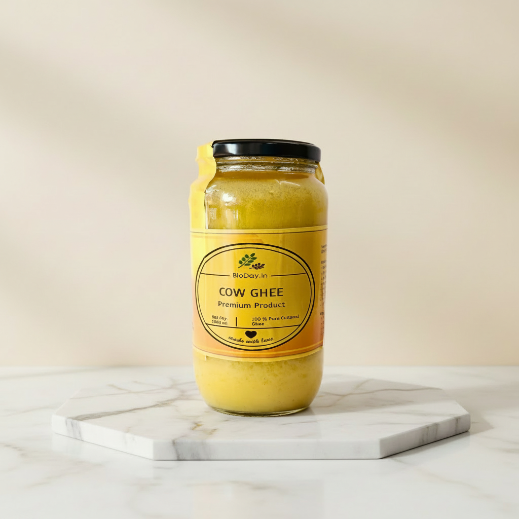 BIODAY.in Cow DESI Ghee, Made By Cow Milk, No Artificial Essence, pack of 1000 ml