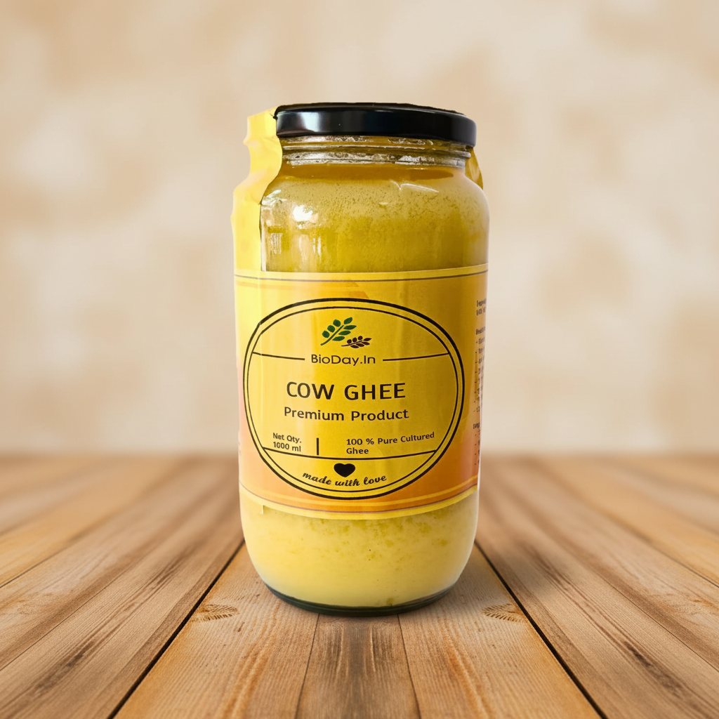 BIODAY.in Cow DESI Ghee, Made By Cow Milk, No Artificial Essence, pack of 1000 ml