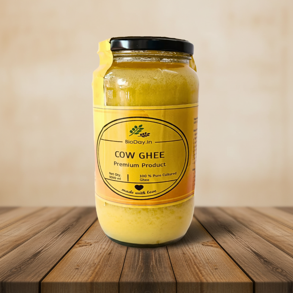 BIODAY.in Cow DESI Ghee, Made By Cow Milk, No Artificial Essence, pack of 550 ml