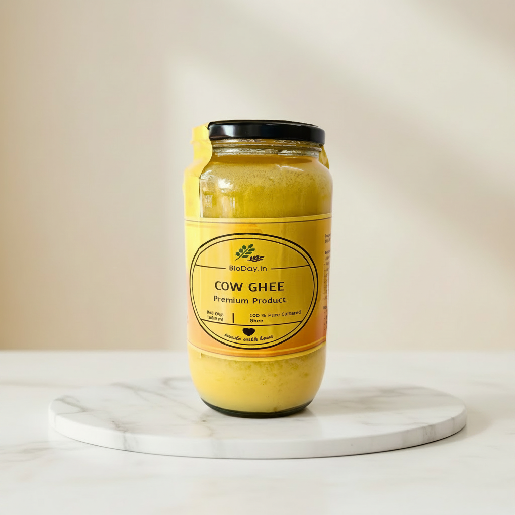 BIODAY.in Cow DESI Ghee, Made By Cow Milk, No Artificial Essence, pack of 550 ml