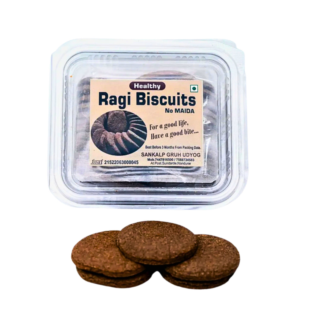 SANKALAP Ragi Biscuits Pack of 200 g Traditional Nachani Healthy Crunchy Snack Premium Quality Nutritious Millet Cookies Tea Time Snack