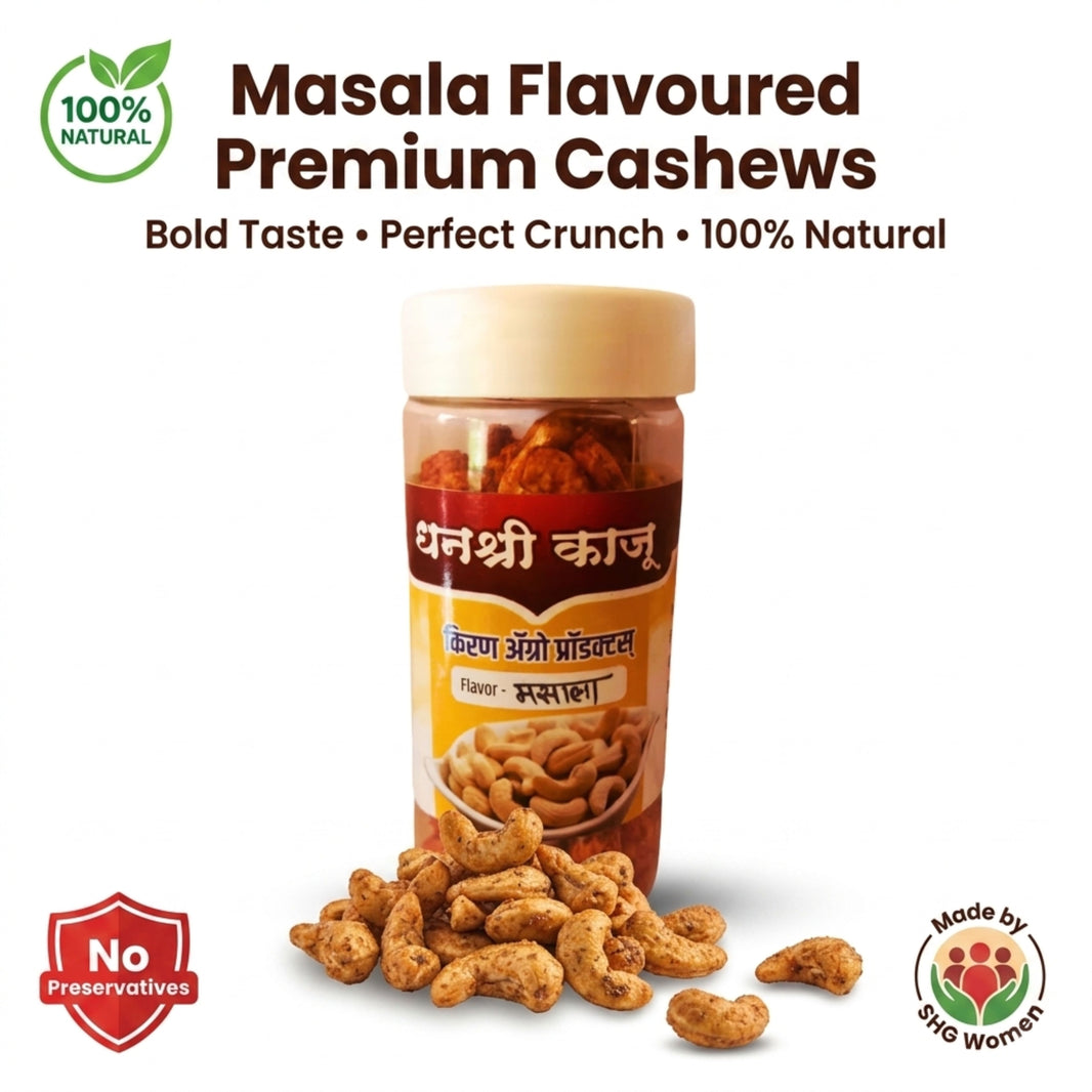 DHANASHREE CASHEW, Masala Flavoured Cashew, Healthy, Fiberous, Natural Flavour, Pack of 100gm