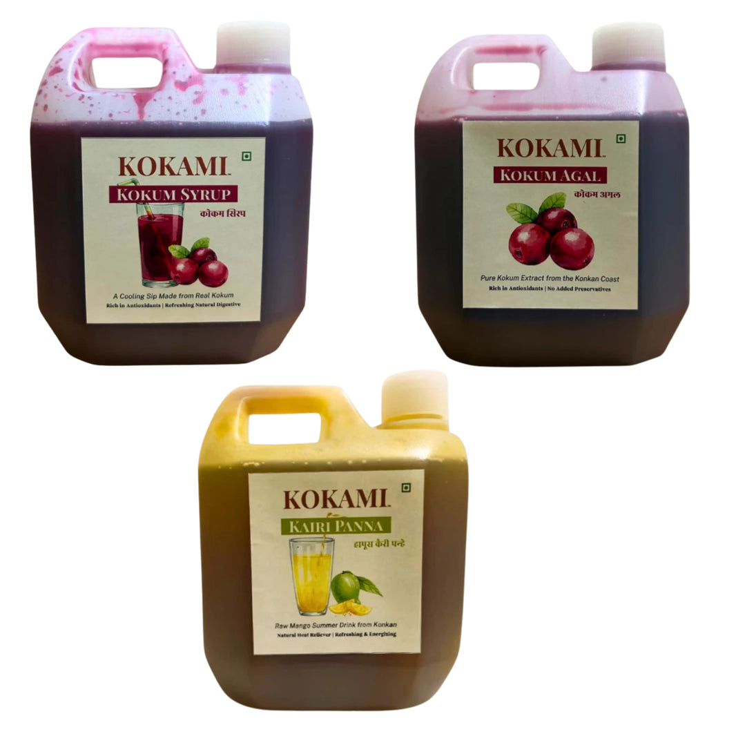 KOKAMI Kairi Panna Kokum Sharbat And Kokum Agal Combo Traditional Konkan Beverage Natural Refreshing Drink Handcrafted By Durgalaxmi SHG Pack Of 500ml Each