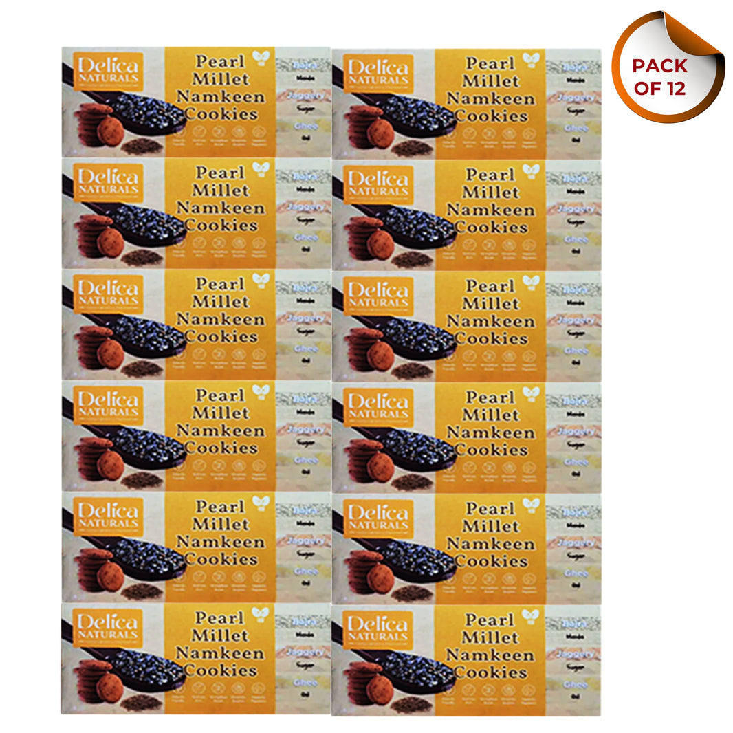 DELICA NATURALS Bajra Namkeen Cookies, Pack of 12, Stri Shakti SHG, Made by Jaggery & Ghee, No Maida, No Sugar, Pack of 100 gm